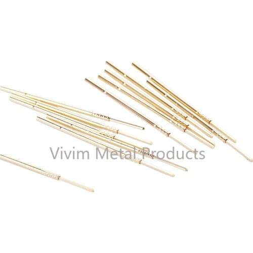 100PCS RL75-3W Brass Tube Probe Gold Plated Spring Test Probe Length 38.2mm Rectangular Gear Head dia 1.32mm Electrical Tool