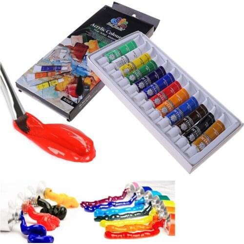 12 Colors 12ML Tube Acrylic Paint set Art Painting Drawing Tools For Kids DIY School Art Supplies C26