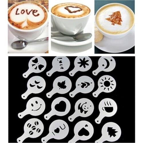 16Pcs/Set Coffee Drawing Molds Various Patterns Cafe Foam Spray Template Barista Mold Decoration Tools Garland Mold Flower DIY