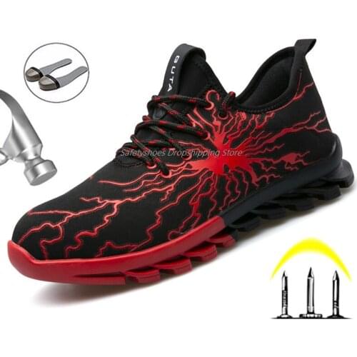 2021 Fashion Work Safety Shoes Mens Anti-Piercing Steel Toe Cap Shoes Indestructible Work Sneakers For Men Safety Work Boots