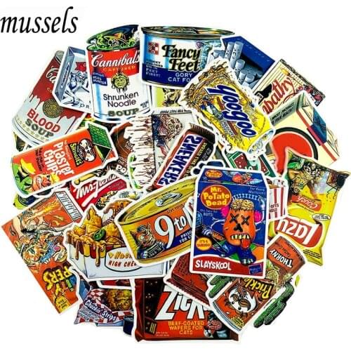 37Pcs/lot Snacks And Drinks Packaging Stickers For Skateboard Laptop Luggage Fridge Phone Toy Car Styling Doodle Car Sticker