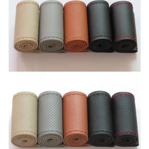 38cm DIY Car Faux Leather Steering Wheel Covers Braid on the Steering wheel With Needle and Thread Interior Accessories