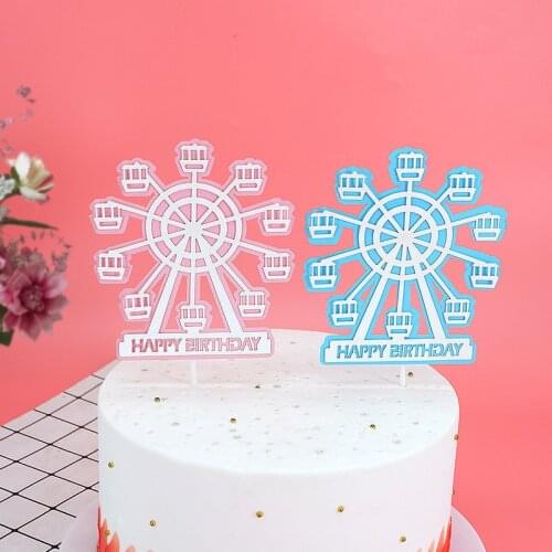 5Pcs New Ferris Wheel Cake Topper Cake Decoration With High-Quality Paper For Kid Baby Shower Happy Birthday Decoration