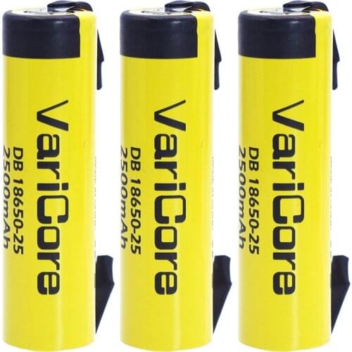 3PCS VariCore HE2 18650 rechargeable lithium battery 3.7V 2500mAh Battery can keep electronic 20A discharge+DIY Nickel