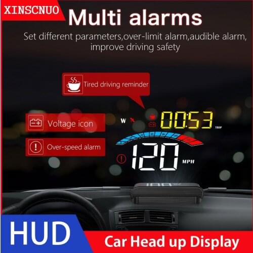 Car Universal OBD2 HUD Head Up Display Head-Up Speed Projector Safe Driving System Security Alarm Water temp Overspeed RPM