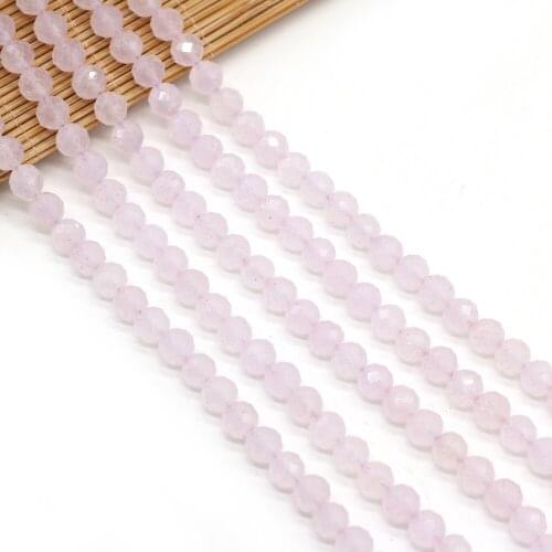 Natural Stone Beads Round Shape Faceted Rose quartz Loose Spacer Beaded For Jewelry Making DIY Bracelet Necklace Accessories