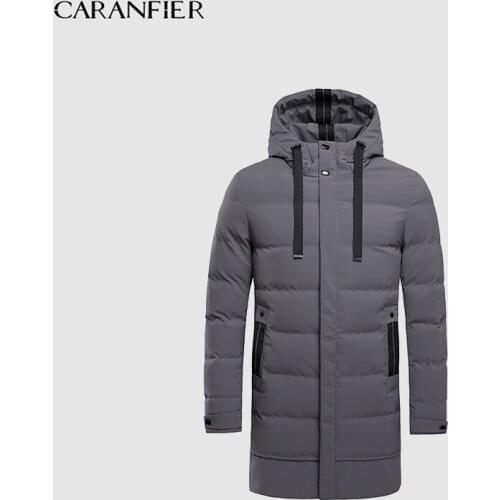 CARANFIER 2018 Winter Men Long Jacket Parkas Men Warm Casual Parka Coat Medium-Long Water Proof Thickening Hat Jacket Parka Men