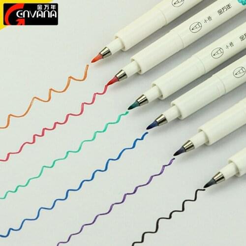 GENVANA Color Beauty Pen 6colors/set Small Character Calligraphy Writing Brush Soft Head Signature Greeting Card Pen G-0989T