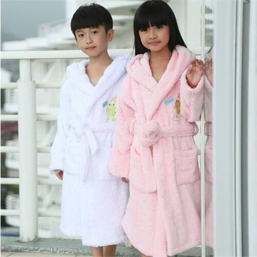 Childrens kimono bathrobes terry robe boys girls pajamas new cotton hooded swimming bathing absorbent towels thickened pijamas