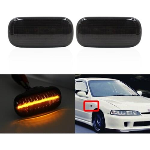 Smoked Front Fender Amber Led Side Marker Lights Lamps For Honda Integra DC5 Type R Models 2002-2006