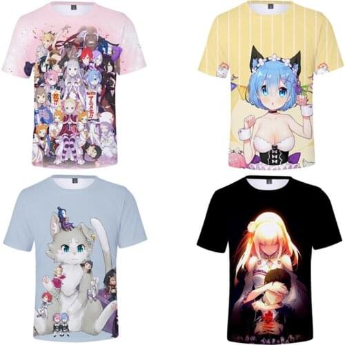 Anime Re:Zero Starting Life in Another World Haori Obi Tee T Shirt Cosplay 3D Print Short Sleeve T-shirt Unisex Summer Tops