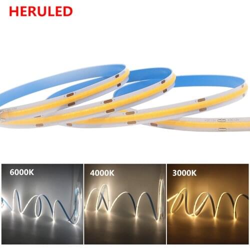 DC 12V 24V High Density COB/FOB Led Flexible Strip Light 3000K 4000K 6000K White/Nature White/Warm White Led Strip Lighting IP20