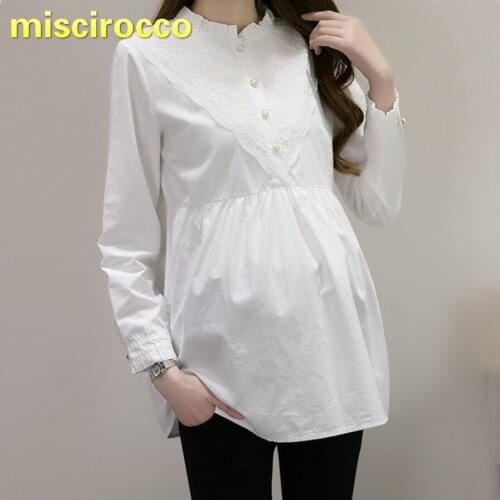 Maternity Clothes Cotton Shirt Lace Button Pregnant Womens Shirts Long Sleeve Women Spring Autumn Shirt Women Shirt Women Tops