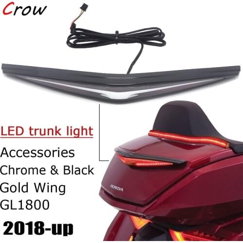 Chrome And Black NEW Motorcycle Rear Trunk Turn Signal LED Brake Light For Honda Goldwing GL1800 Gold Wing Tour DCT Airbag 2020