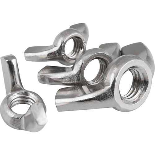 10pcs M3 M4 M5 M6 M8 M10 M12 Wing Nut DIN315 304 Stainless steel Hand Tighten Nut Wingnut Butterfly Nut Ingot Two Claw Nuts