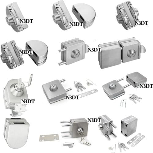 Square Round Stainless Steel Commerical Entrance Frameless 10-12mm Glass Door Lock Hook Latch Single Double Cut free Thumb Turn