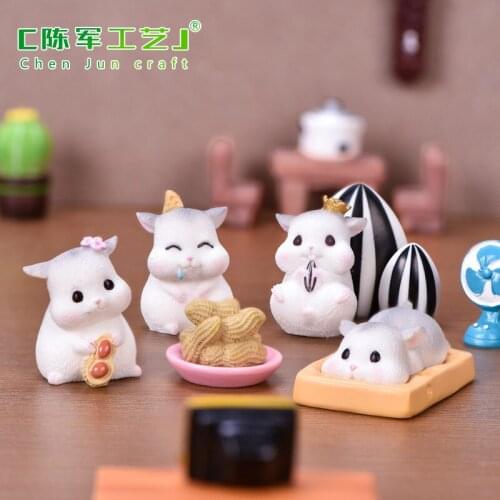 Cute Mouse Figurine Resin Crafts Home Desktop Ornament Miniature Rat Little Animal Statue Fairy Garden Micro Landscape Toy Gift