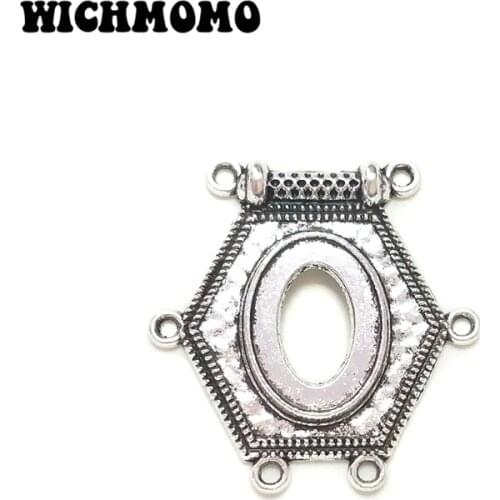 Fashion 36mm 3pieces/bag Zinc Alloy Hexagon Porous Connector Charms Linker for DIY Necklace Earring Jewelry Accessories