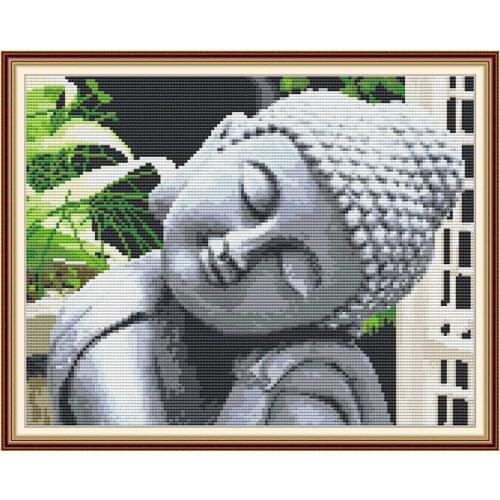 Joy Sunday Stamped Cross Stitch Kits Sleeping Buddha Patterns 14ct 11ct Count Printed Needlework and Thread Embroidery Handmade