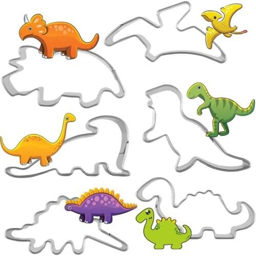 6pcs Dinosaur Cookie Cutters Molds Set Food Making Tool For Kids Birthday Party Fruits Vegetables Bread Candy Cake Cutter Mould