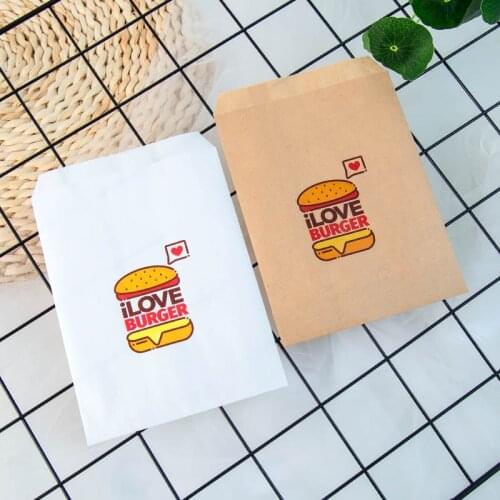 Set of 25 I Love Burger Bags Birthday Party Decorations Candy Favor Bags for Cookies,Popcorn,Buffet Favor Gift Bag