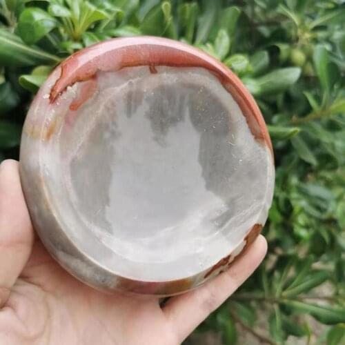 Natural polychrome Crystal Bowl ocean stone Hand Carved Ashtray Polished Stone Home Decoration