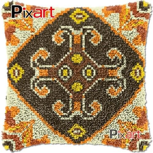 Latch Hook Cushion Cover Geometric Mandala Crocheting Pillowcase Kits Chunky Yarn Needlework Knitted Carpet Rug Hobby & Crafts