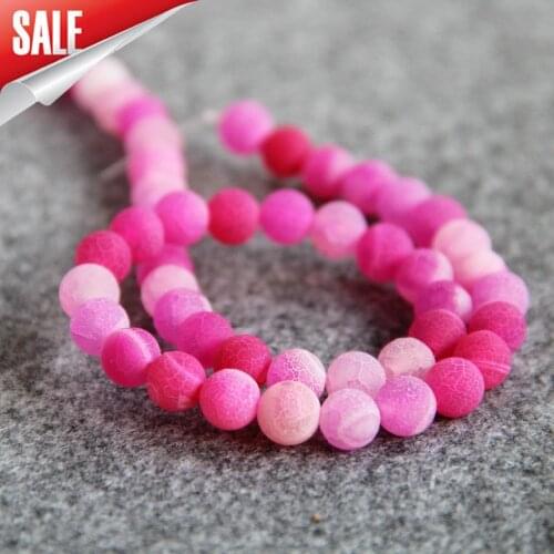 New For Necklace&Bracelet 8mm Stripe Rose Red Natural Frosted Onyx Beads Round DIY Carnelian Accessory Parts wholesale 15inch