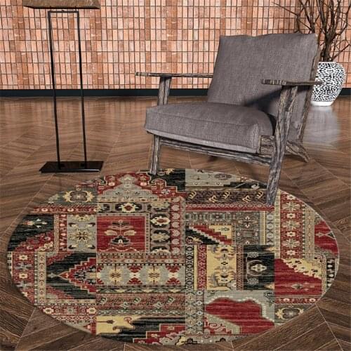 Persian Style Retro Round Carpets For Living Room Ethnic Printed Bedroom Carpet Classical Home Decoration Bedside Mat