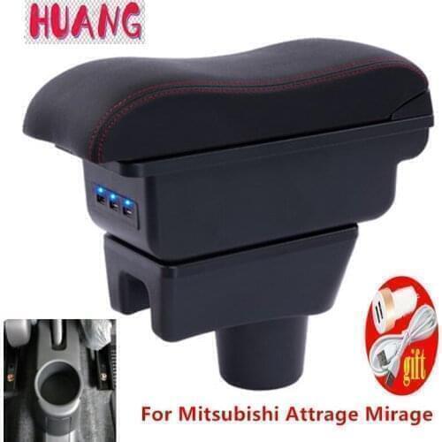 For mitsubishi space star armrest box Interior Parts special Retrofit parts Car Armrest Center Storage box with USB LED light