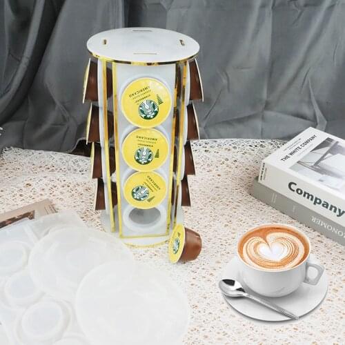 DIY Crystal Epoxy Resin Mold Coffee Capsule Shelf Storage Box Rotating Storage Rack Display Stand Cover Silicone Mold