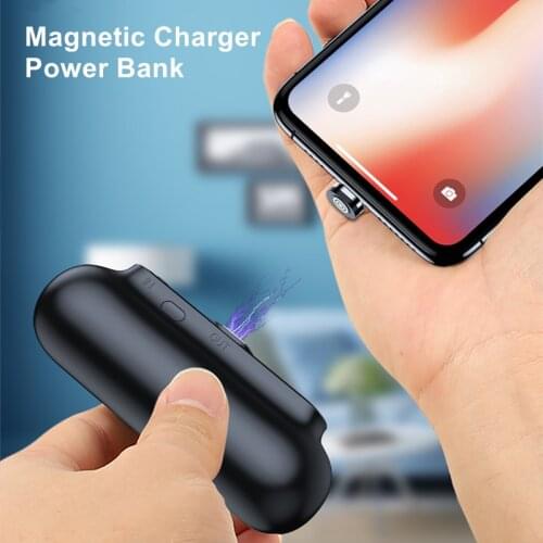 For iPhone Power Bank Magnetic Charger Power Bank Micro USB Type C 2600mAh Portable Battery Charger 3 in1 Mobile Phone Charger