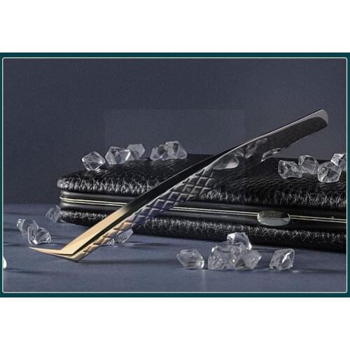 1pc Eyelash Grafting Tweezers Mirror Black Gold Precision Eyelash Beauty Extension Eyebrow Tweezers Eyelash Tweezers Eyelas W3N6