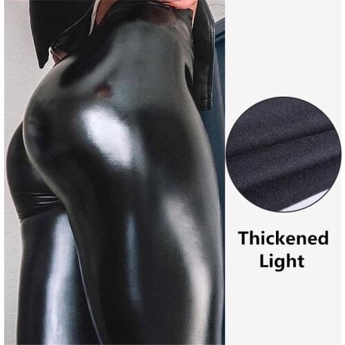 Women PU Leather Pants Leggings Autumn Stretch Sexy Kalenmos Hips Long Trousers Elastic Hips Pants High Waist Club Large Size