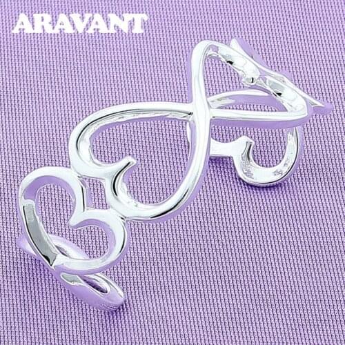 925 Bangle Jewelry Heart Open Cuff Charm Bracelet&Bangle For Women Wedding Silver Plated Jewelry