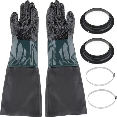 1 Pair of Heavy-duty 60cm Sandblasting Gloves for Sandblasting Cabinet