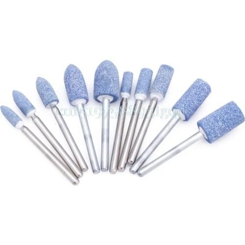 10pcs 1/8 " Abrasive Polishing Mounted Stone Rotary Tool Grinding Wheel Blue 3mm
