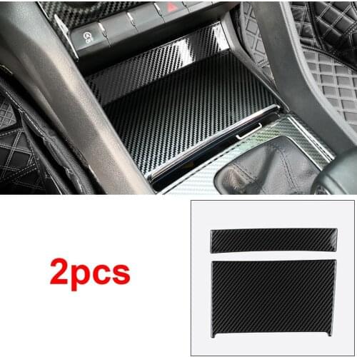 2pcs for SKODA KODIAQ Central control storage box panel Decoration frame Carbon fiber pattern Stainless steel