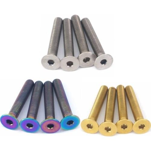 4pcs M5 Pitch 0.8 20/25/35mm GR5 Titanium Countersunk Bolts For Bike Stem Headset Top Cap