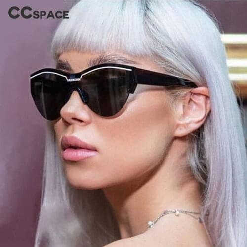 49571 Oversized Retro Half Frame Cat Eye Sunglasses Brand Designer Fashion Men Women Shades UV400 Vintage Glasses
