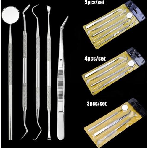 5pcs/set Dental Mirror Kit Dentistry Lab Mouth Mirror Dentist Teeth Pick Scaler Dentistry Tools Dental Materials Kits