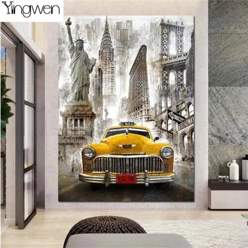 5d Diamond Painting New York City Car 3D Cross Stitch Full Diamond Embroidery Home Art Decoration Landscape Architecture Picture
