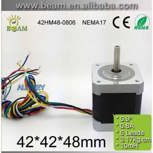 Free shipping 3pcs 0.9 degree 3.17Kg.cm 0.4A 42mm with 6 Outgoing Line 2 Phase Hybrid Stepper Motor NEMA17 Bipolar Step Motor