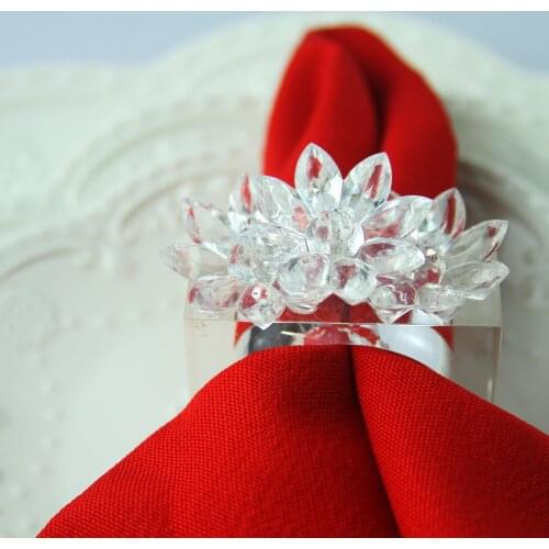 Free shipping crystal flower napkin ring for wedding many colors