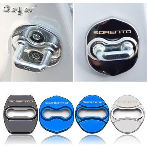 Ceyes 4pcs/lot Car Styling Auto Protect Door Lock Cover Stickers Accessories Case For Kia Ceed Sorento Sportage Emblem 2017 2018