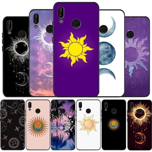 Tangled princess sun moon black Silicone soft Phone Case for huawei P40 P30 P20 P10 Pro P9 Lite Psmart 2019 Y6 Y9 cover