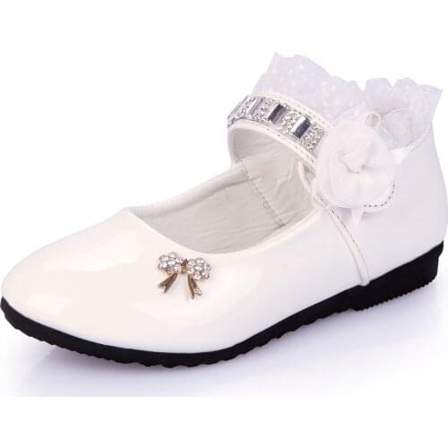 Fashion 1-12 Years Girl Kids Dress School Rhinestone Flower Shoes Children Party Dancing Shoes Princess Baby Girl Leather Shoes