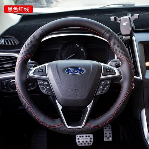 For Ford edge Explorer DIY custom leather car interior steering wheel cover car accessories