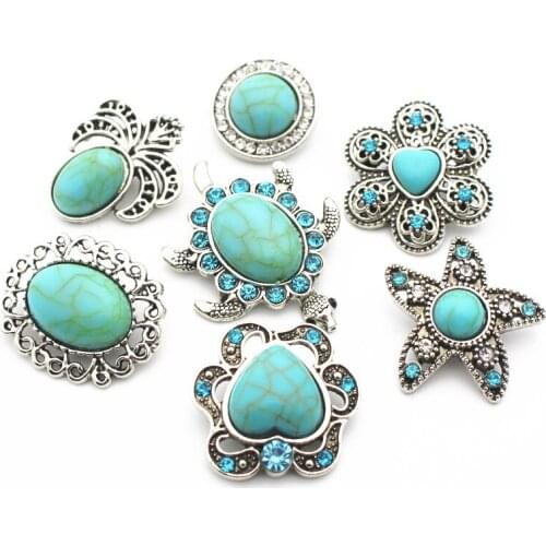 Hot Sale 10pcs/lot 18mm Snap Jewelry Mixed Metal Rhinestone Stone Snap Buttons Fit Snap Bracelet Bangles Necklaces DIY Jewelry