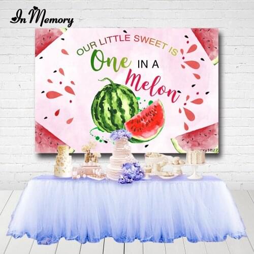InMemory Our Little Sweet is One In A Melon Backdrops Watermelon Pink Girls Summer Birthday Party Photographic Background Custom